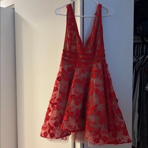 NADINE MERABI Red Floral Mini Dress